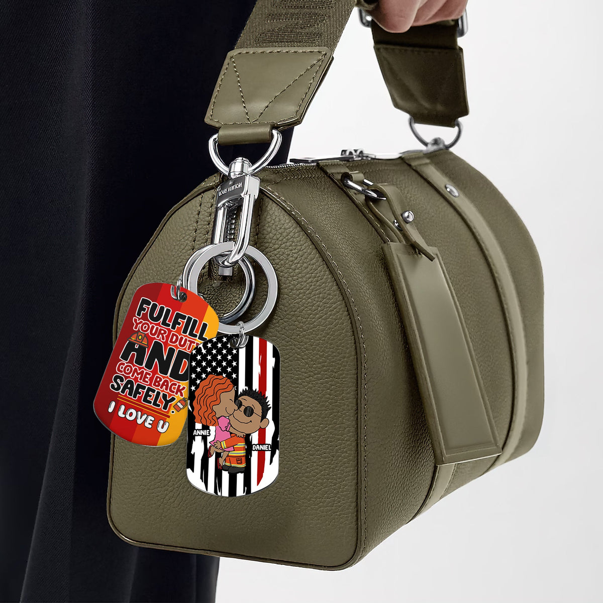 Personalized Gift For Firefighter Couple Keychain Stainless Steel 05TOLU150125HG-Homacus