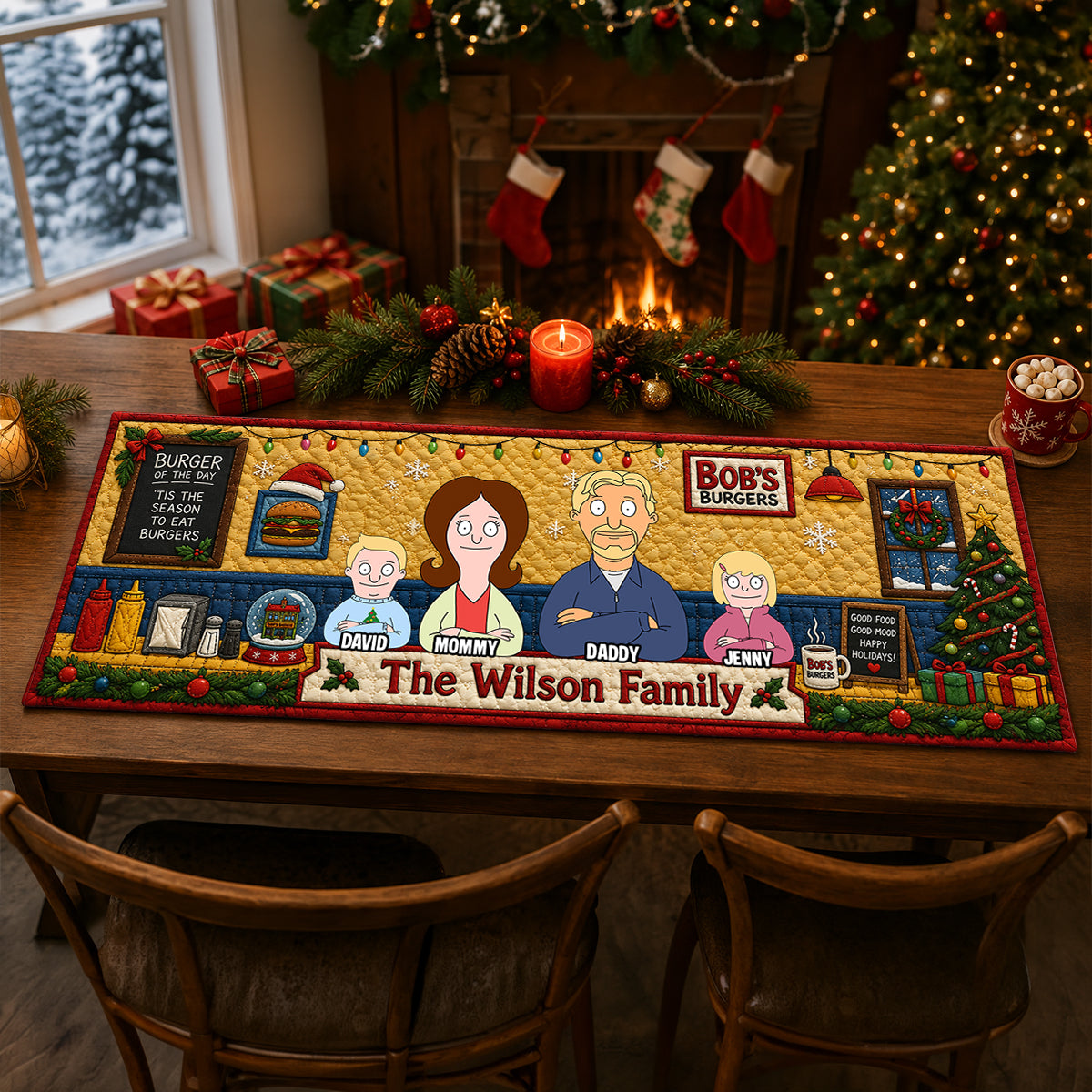 Funny Family Quilted Table Runner - Personalized Christmas Gifts 03natn200826-Homacus