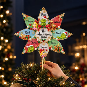 Christmas Family Tree Topper - Personalized Gifts For Family Acrylic Christmas Tree Topper 02HUDT071026-Homacus
