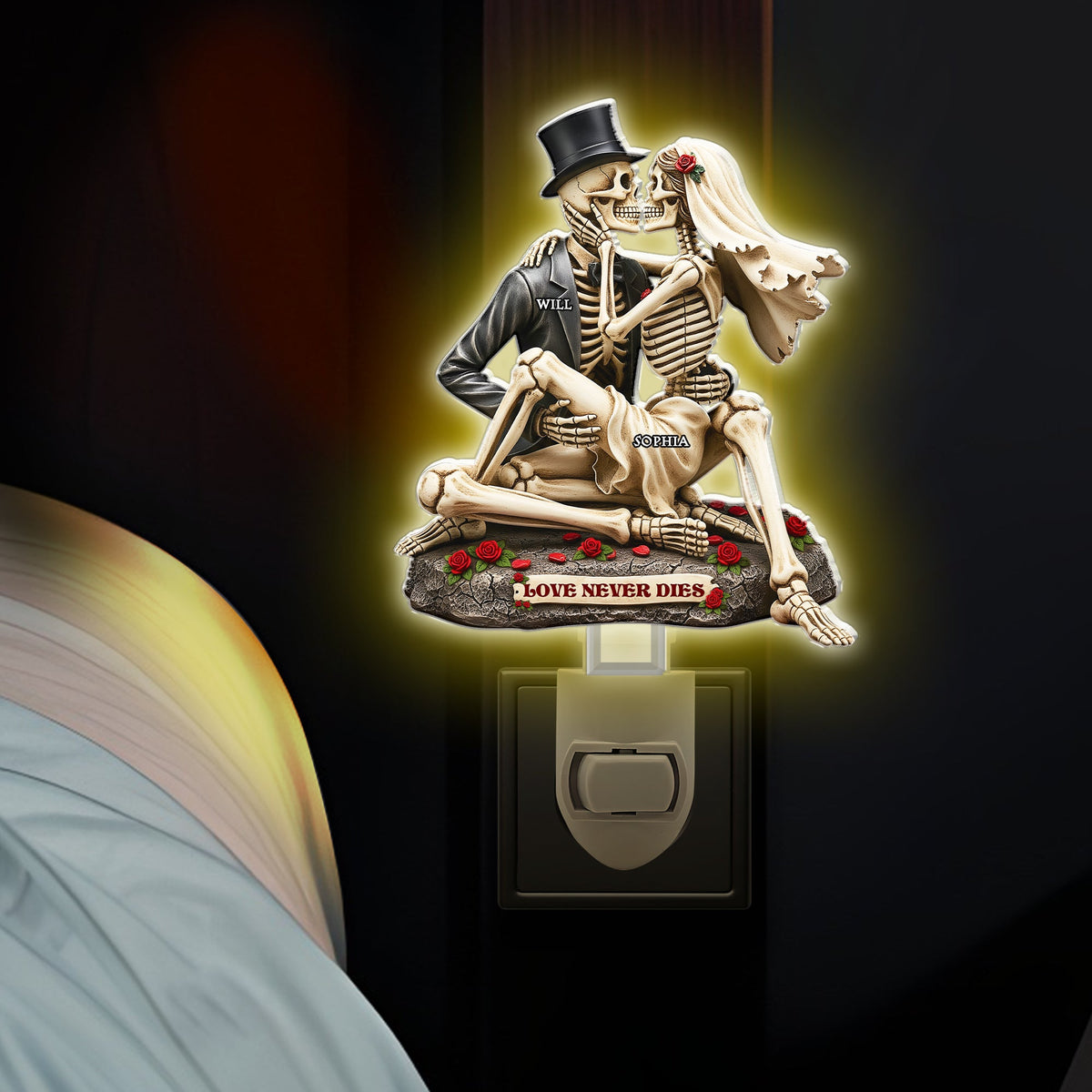 Skull Couple Acrylic Night Light - Personalized Gift For Couple 03NALU090625-Homacus