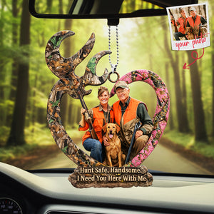 Couple Hunting Custom Photo Car Hanging Ornament - Gifts For Couple 01huta190126-Homacus