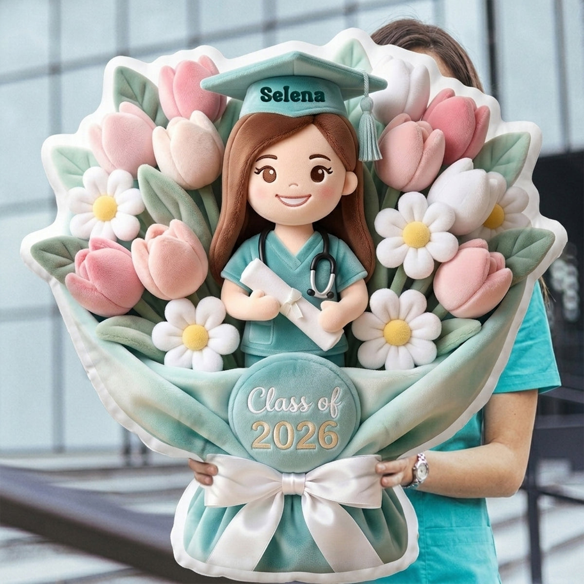 Graduation Nurse Bouquet Pillow - Custom Photo Gifts For Nurse Pillow 02NALU270326-Homacus