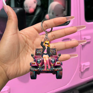 Personalized Gifts For Off-roaders Keychain 01tgtn070225pa Stained Glass Effect Car-Homacus