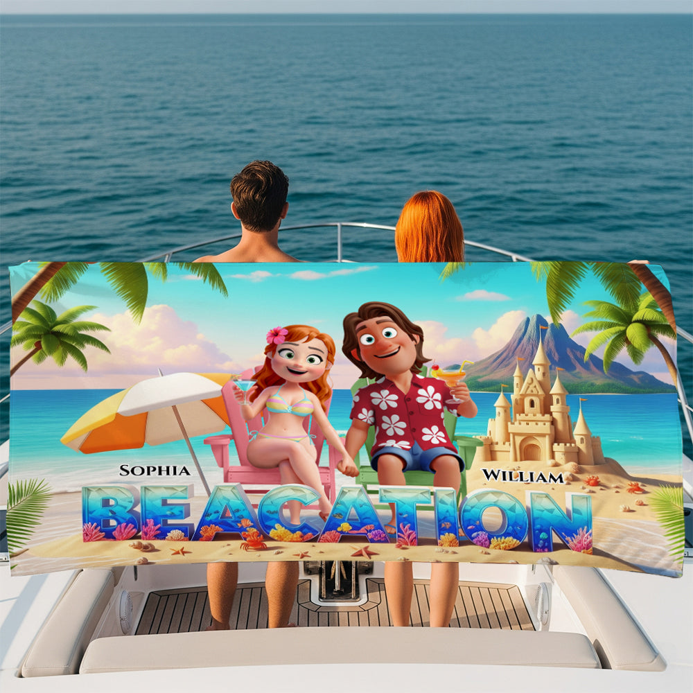 Beacation Beach Towel Personalized Gifts for Couple 03QHDT120725HG-Homacus