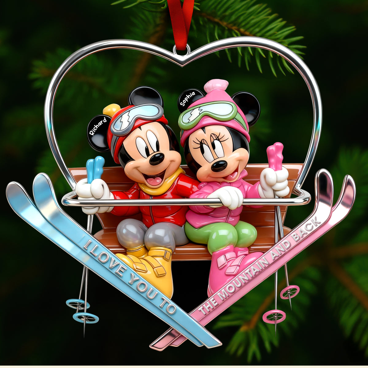 Cute Skiing Couple Acrylic Ornament - Personalized Gifts For Skiing Couple 03QHQN101125-Homacus