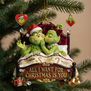 Mischievous Kiss Acrylic Ornament - Personalized Christmas Gifts For Couples 02pglu050826-Homacus