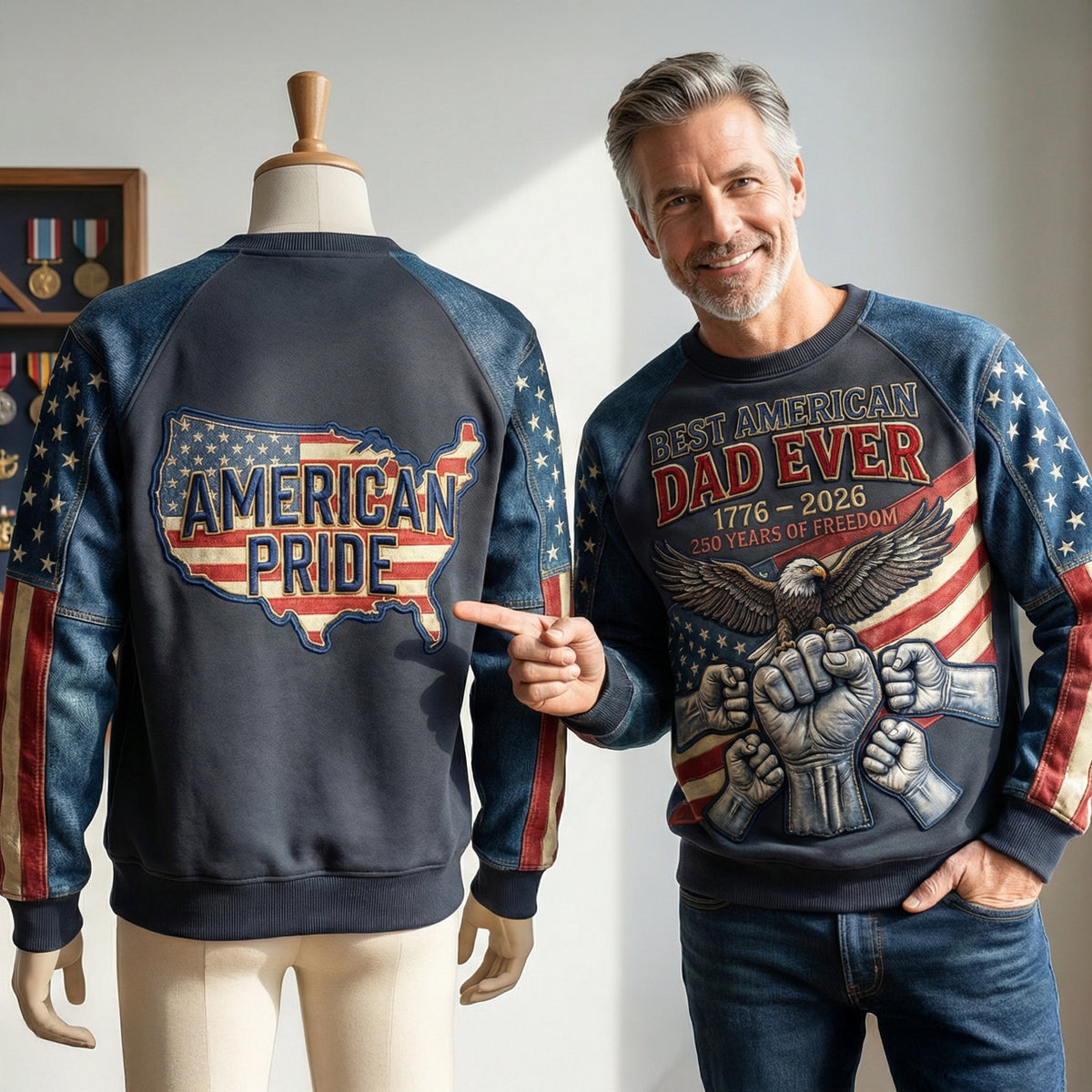 Best American Dad Shirt - Personalized Gifts For Father Day Sweatshirt 04PAQN280226-Homacus