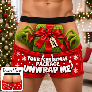 Funny Christmas Unwrap Men's Boxers - Personalized Gifts For Him 03ohtn211026-Homacus