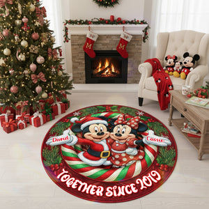 Personalized Gifts For Christmas, Lovely Couple Personalized Quilted Round Mat 02pgmg260925-Homacus