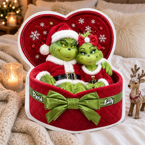 Festive Couple Red Gift Box Pillow - Personalized Christmas Gift For Couples 04PADH150926
