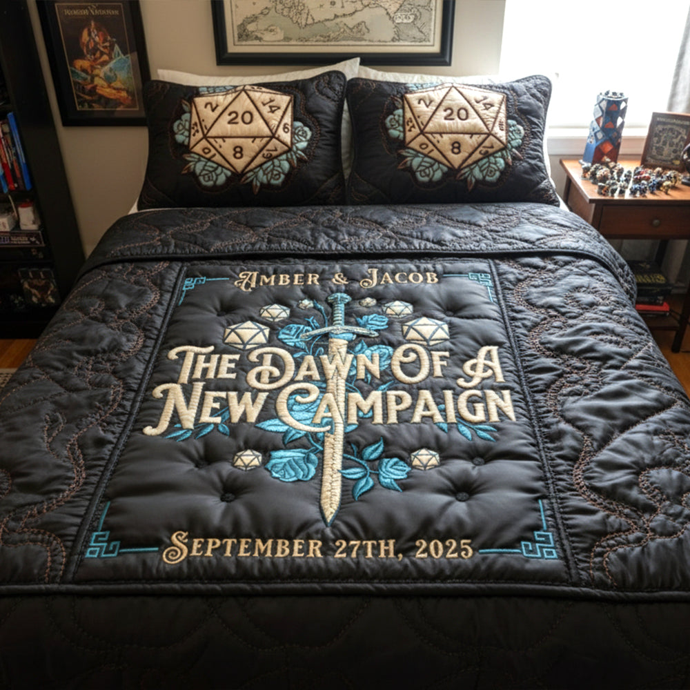 Fantasy Vintage Aesthetics Newlywed Couple Quilt Bed Set, Personalized Gifts For Game Couple 07qhtn191125-Homacus