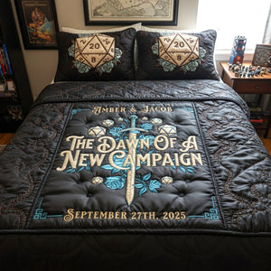 Fantasy Vintage Aesthetics Newlywed Couple Quilt Bed Set, Personalized Gifts For Game Couple 07qhtn191125-Homacus