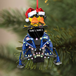 Personalized Gifts For Snowmobile Rider Ornament, Christmas Duck Riding Snowmobile 03qhqn0410-Homacus