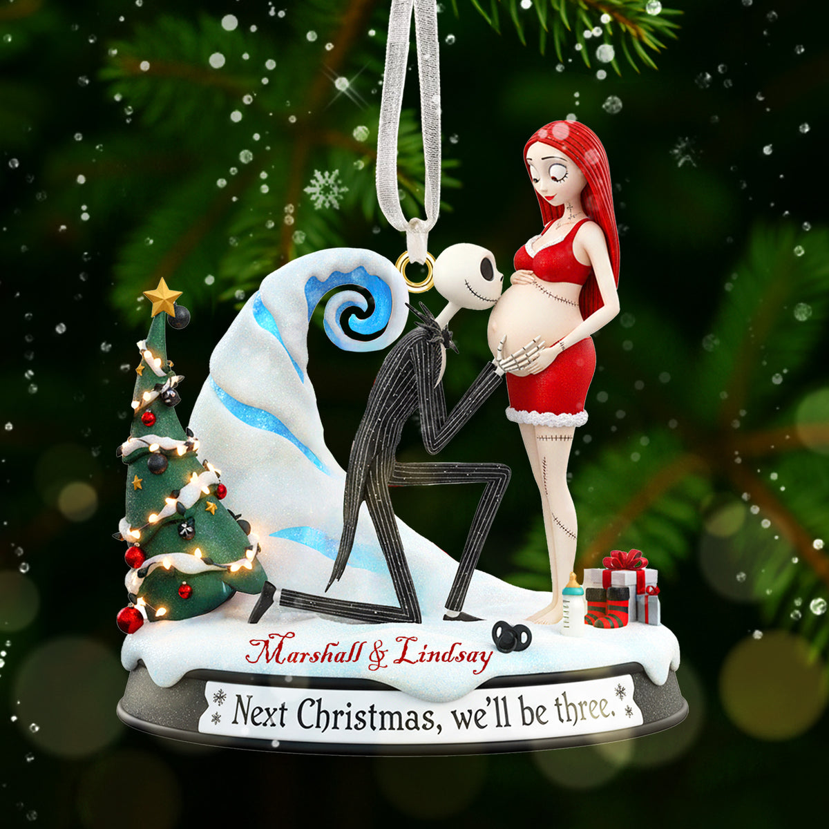 Pregnant Couple Ornament - Personalized Gift For Couple Christmas Ornament 05OHMG091025-Homacus