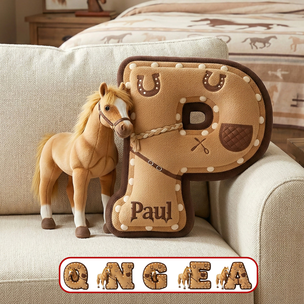 Horse Alphabet Initial Letter Shaped Pillow - Personalized Gifts For Horse Lovers 03kimg151225-Homacus