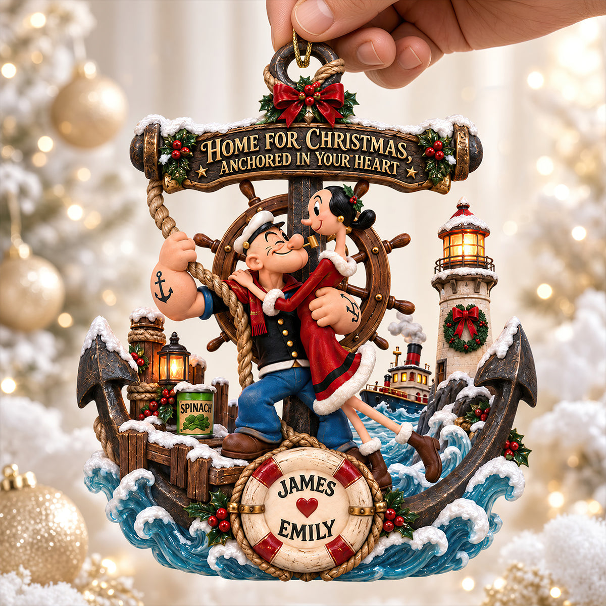 Anchored In Your Heart Acrylic Ornament - Personalized Christmas Gifts For Couples 06hadt210926-Homacus
