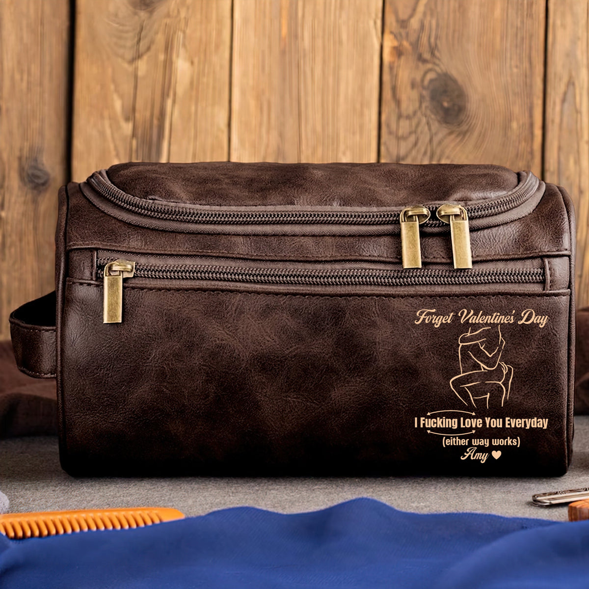 Naughty Couple Leather Toiletry Bag - Personalized Gifts For Couple 01pgqn111225-Homacus