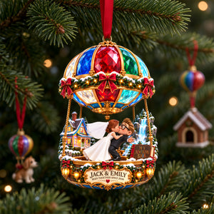 Hot Air Balloon Couple Ornament - Personalized Gifts For Couple Christmas Ornament 02HALU240926-Homacus
