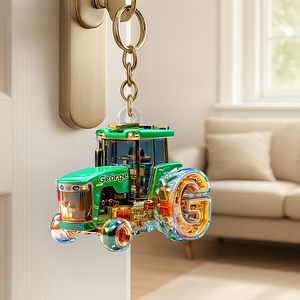 Personalized Gifts For Tractor Lovers Keychain, Any Letter 01TGPU240625-Homacus