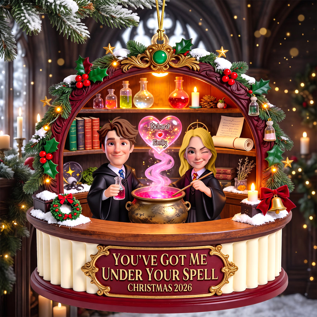 Love Under A Spell Ornament - Personalized Christmas Gifts For Couple 02toqn140926-Homacus