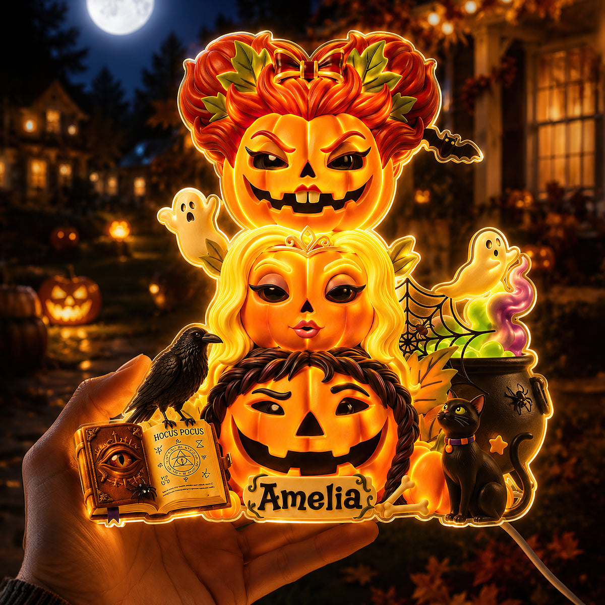 Pumpkin Friends Acrylic Light Box Personalized Halloween Gifts 08HUDT300726-Homacus