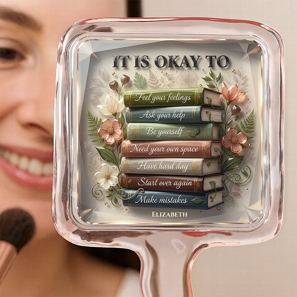 Floral Book Handheld Mirror - Personalized Gifts For Book Lovers 03PADT041225-Homacus