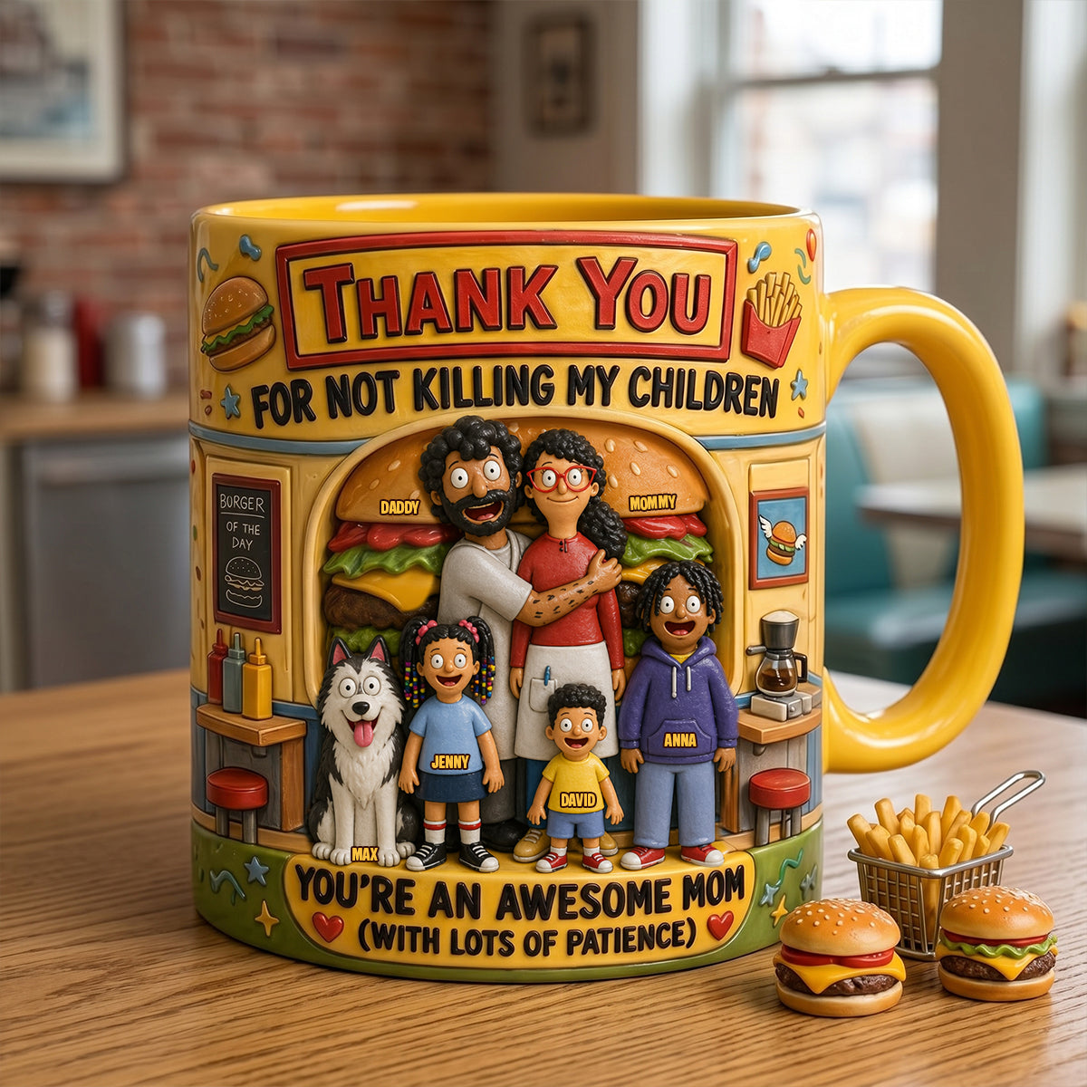 Fun Mom With Most Patience Yellow Accent Mug - Personalized Mother's Day Gifts For Wife 05QHTN240426HG-Homacus
