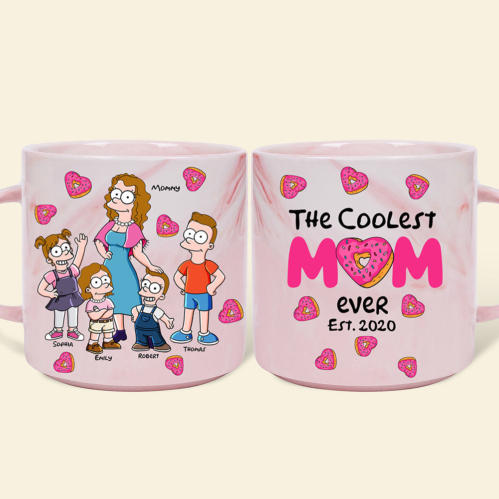 The Coolest Mom Ever Marble Mug - Personalized Gifts For Mom 01KAQN030425PA-Homacus