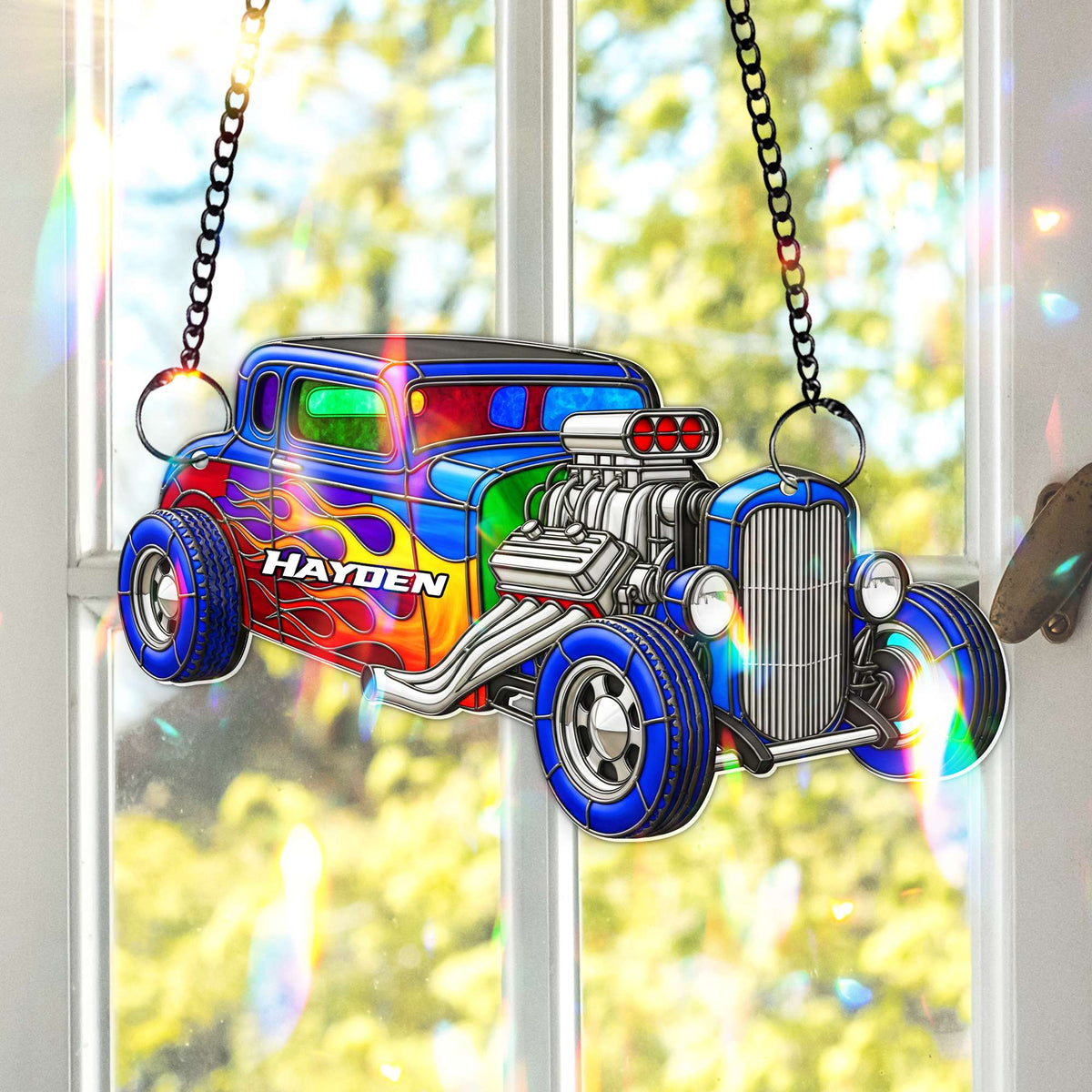 Vibrant Muscle Car Suncatcher - Personalized Christmas Gifts For Hot Rod Lovers 05OHLU060825-Homacus