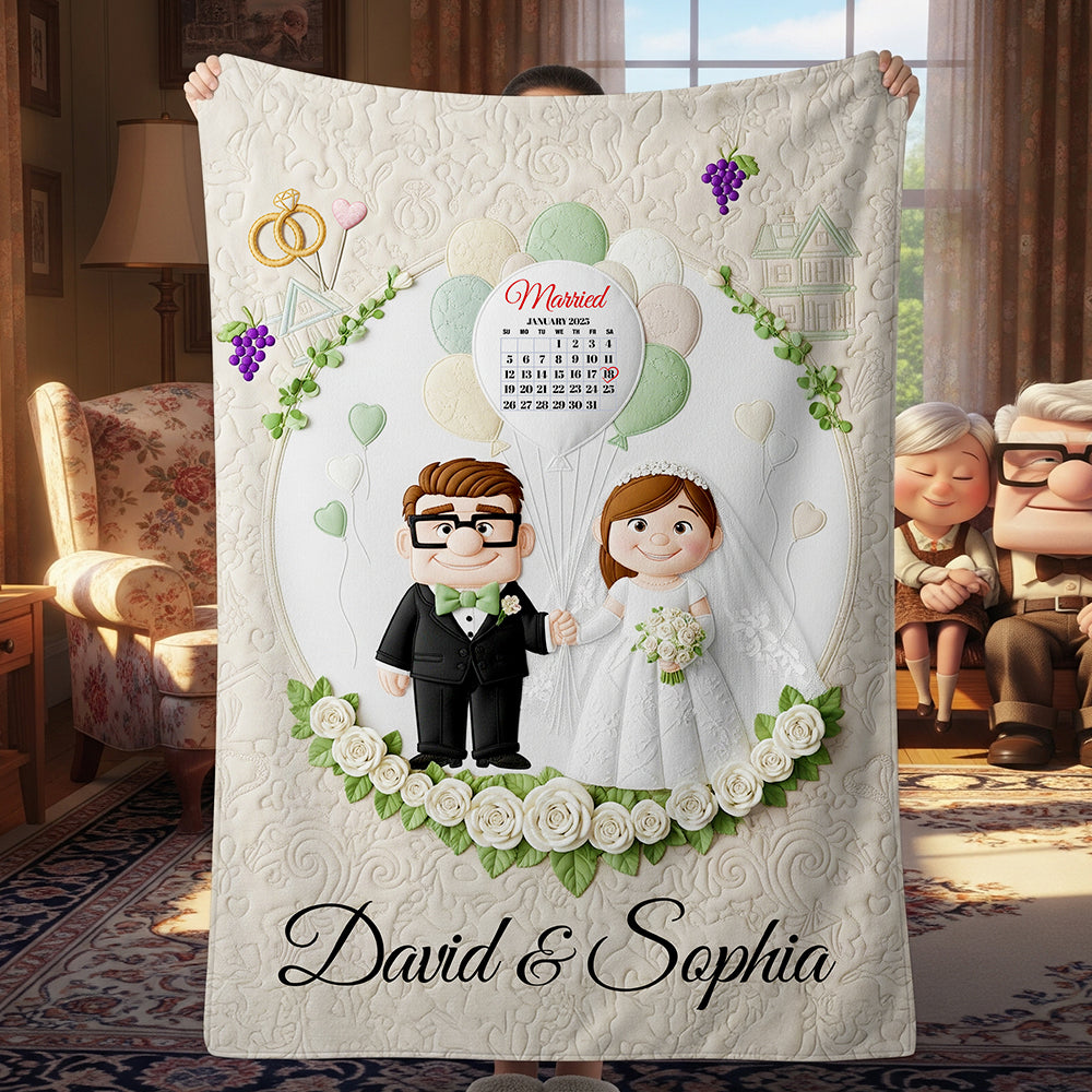 Romantic Couple Wedding Blanket Personalized Gifts For Couple 05OHDT250625-Homacus