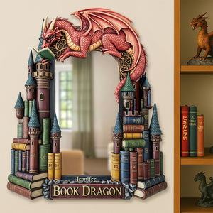 Dragon Reading Books Mirror, Personalized Gifts For Fantasy Books Lovers 04qhqn280725-Homacus