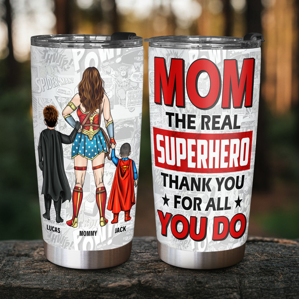 Personalized Gifts For Mom Tumbler 04ohtn140325pa The Real Superhero, Thank You For All You Do-Homacus
