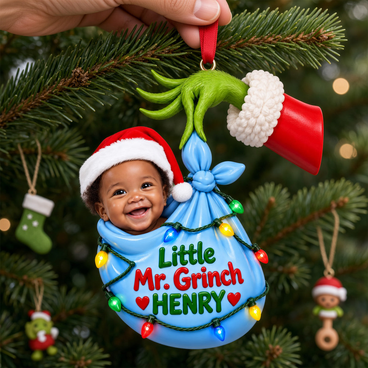Wrapped in Holiday Cheer Ornament - Personalized Custom Photo Gift For Kids 05HULU141026-Homacus
