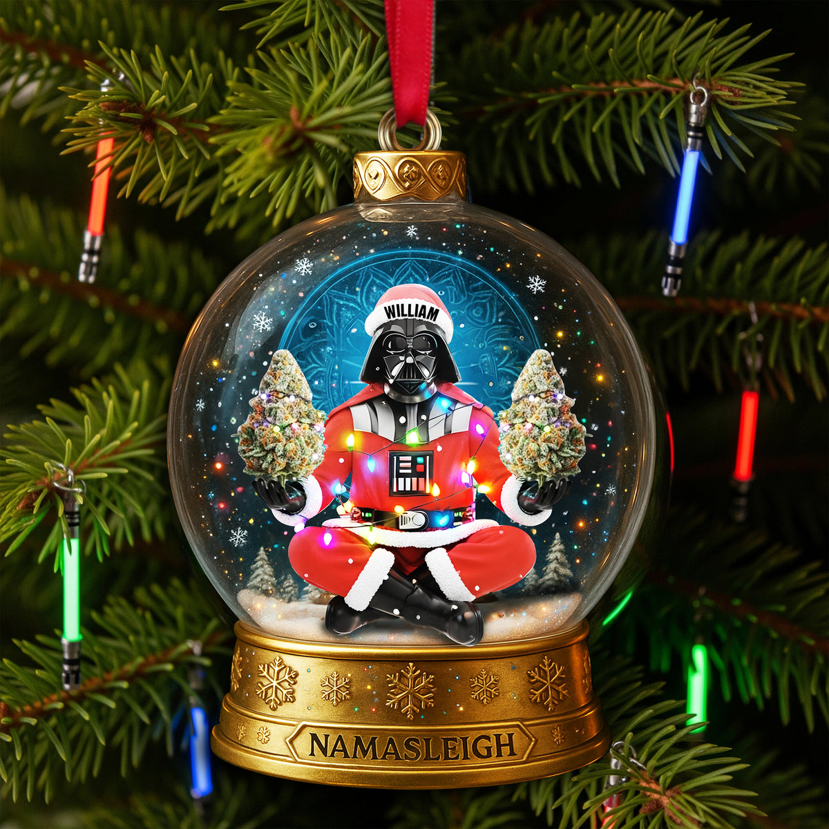 Cosmic Festive Santa Ornament - Personalized Christmas Gift For Stoners 02TOLU290825-Homacus