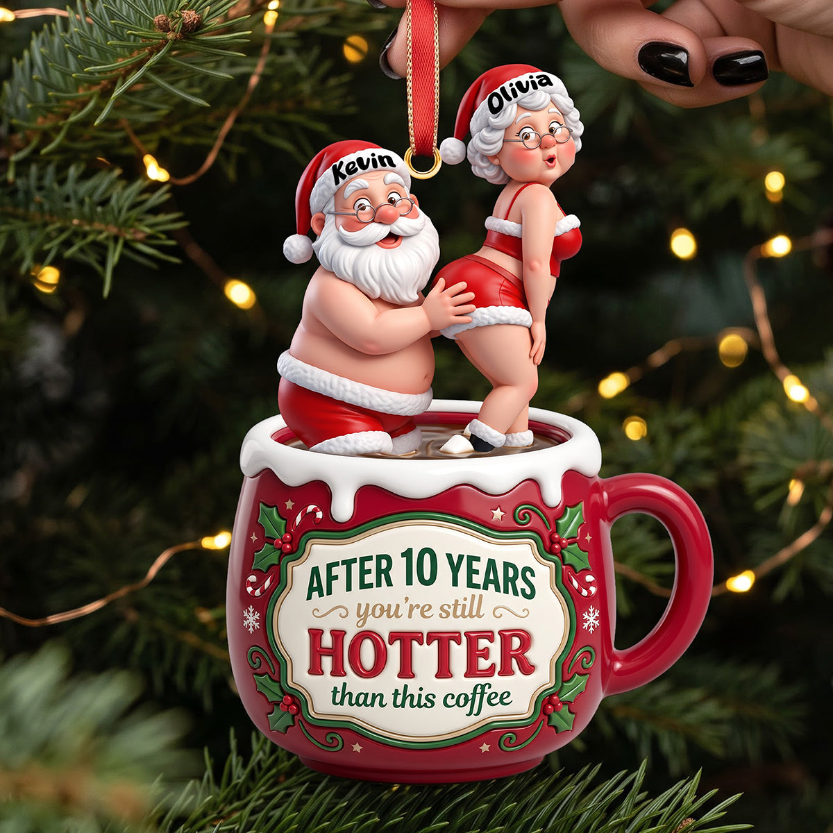 Santa’s Naughty Love Couple Ornament - Personalized Christmas Gifts 01tota230926