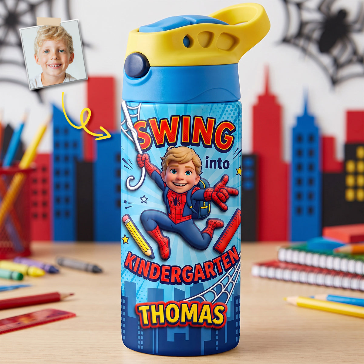 Swing Into School Tumbler - Personalized Gifts For Kid 12oz Colorful Kid Tumbler 01HUDH280726-Homacus