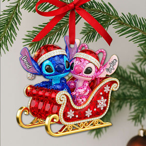 Alien Couple Sleigh Christmas Ornament - Personalized Christmas Gifts For Couple 03PGLU160825-Homacus