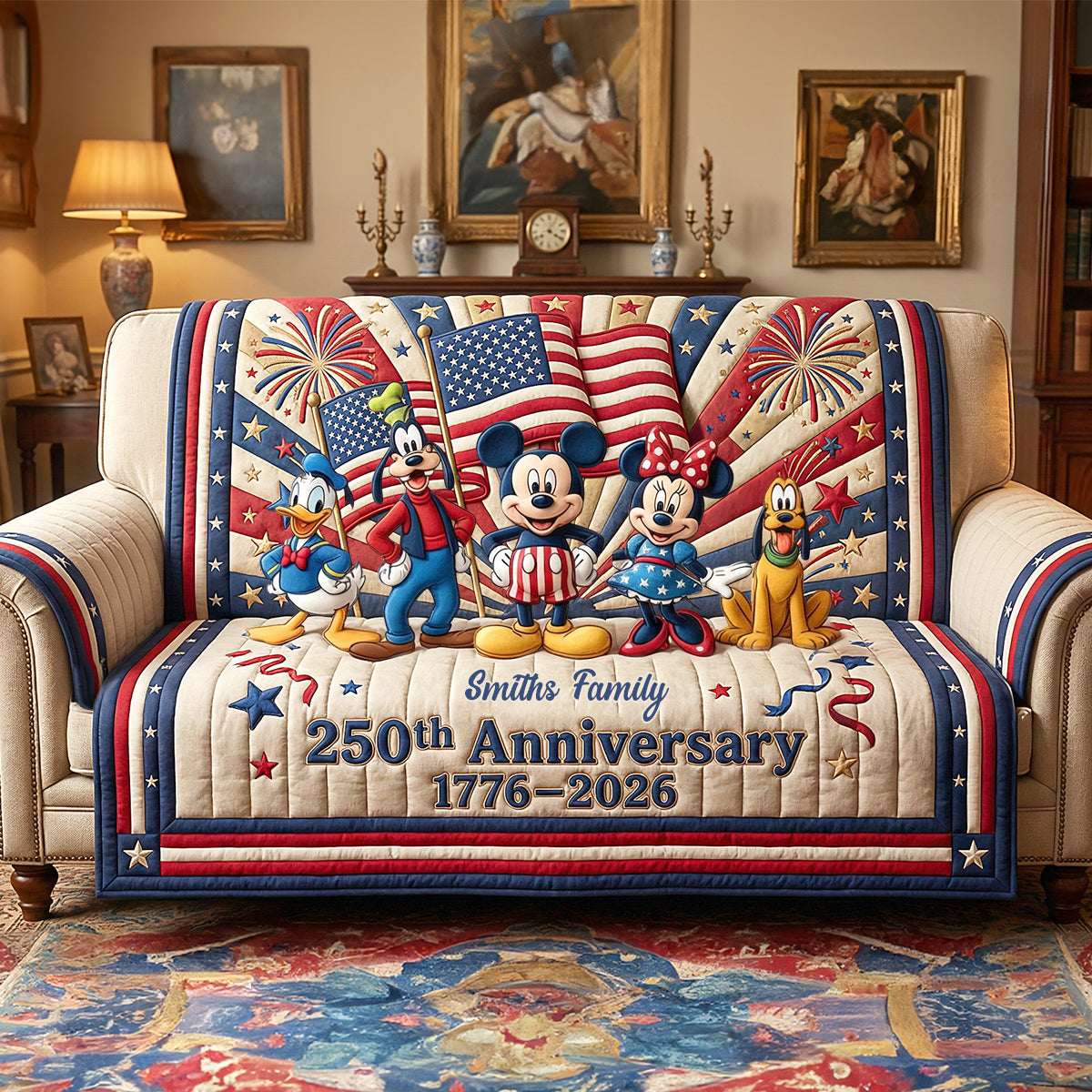 250th Anniversary Quilted Sofa Cover Personalized Gifts For Fans 02patn040226-Homacus