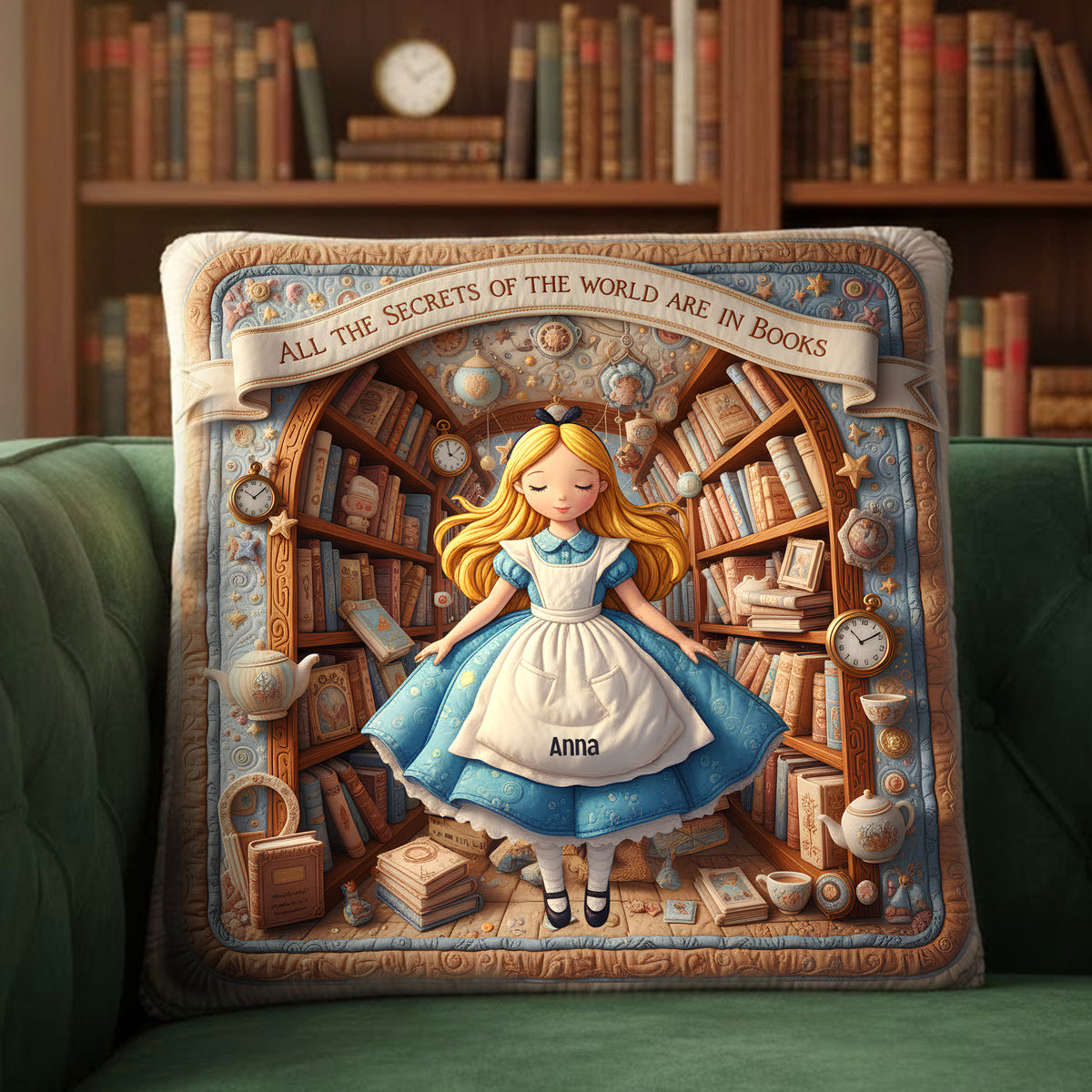 Fantasy Library Square Pillow - Personalized Gifts For Book Lovers 04patn031225-Homacus