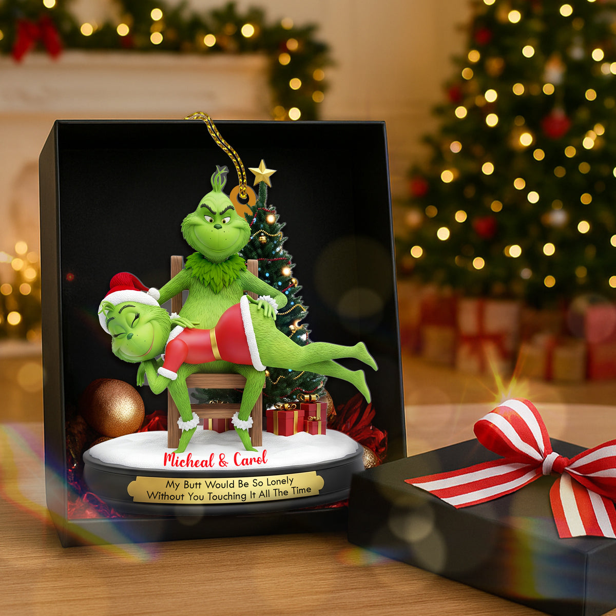 Funny Green Monsters - Couple Ornament - Personalized Christmas Gifts 03namg220825-Homacus