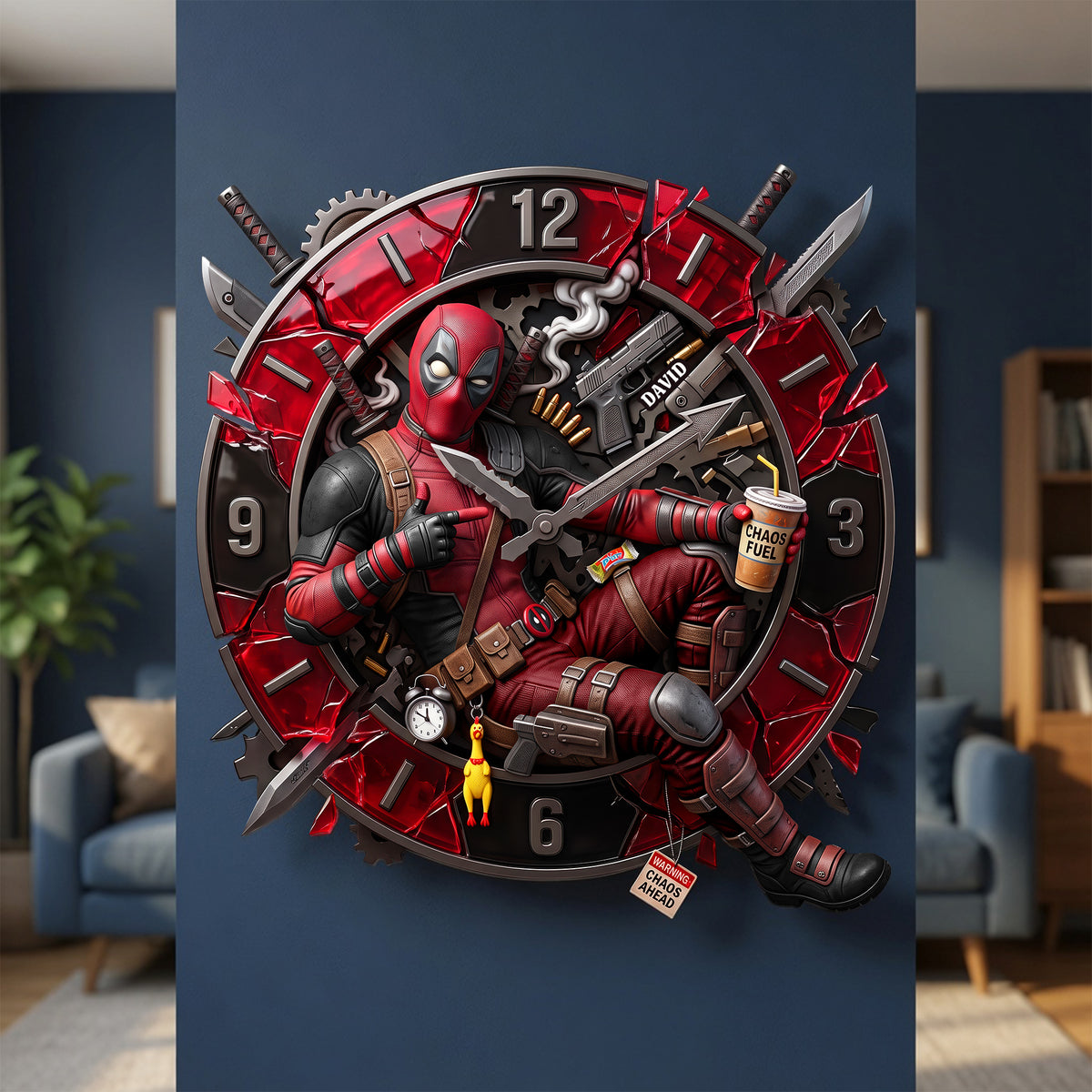 Red Mask Acrylic Wall Clock - Personalized Gifts 01paqn180726-Homacus
