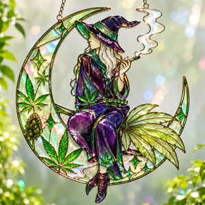 Herb Smoking Witch Suncatcher, Personalized Gifts For Weed Lovers 06qhqn010826-Homacus