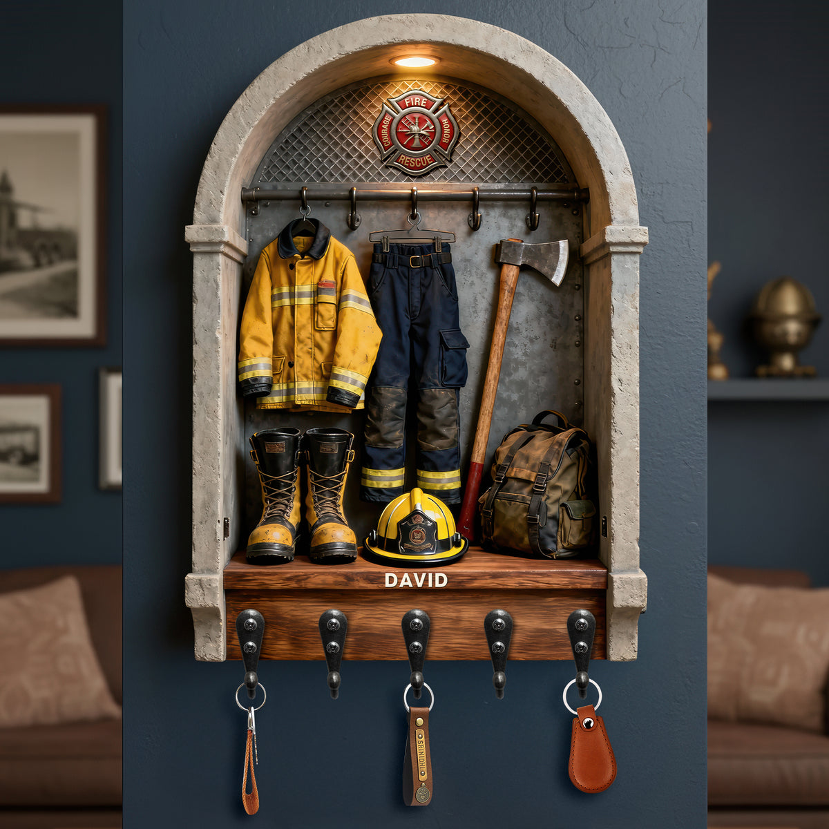 Firefighter Gear Acrylic Key Hanger – Personalized Gifts For Firefighter 03toqn161225-Homacus