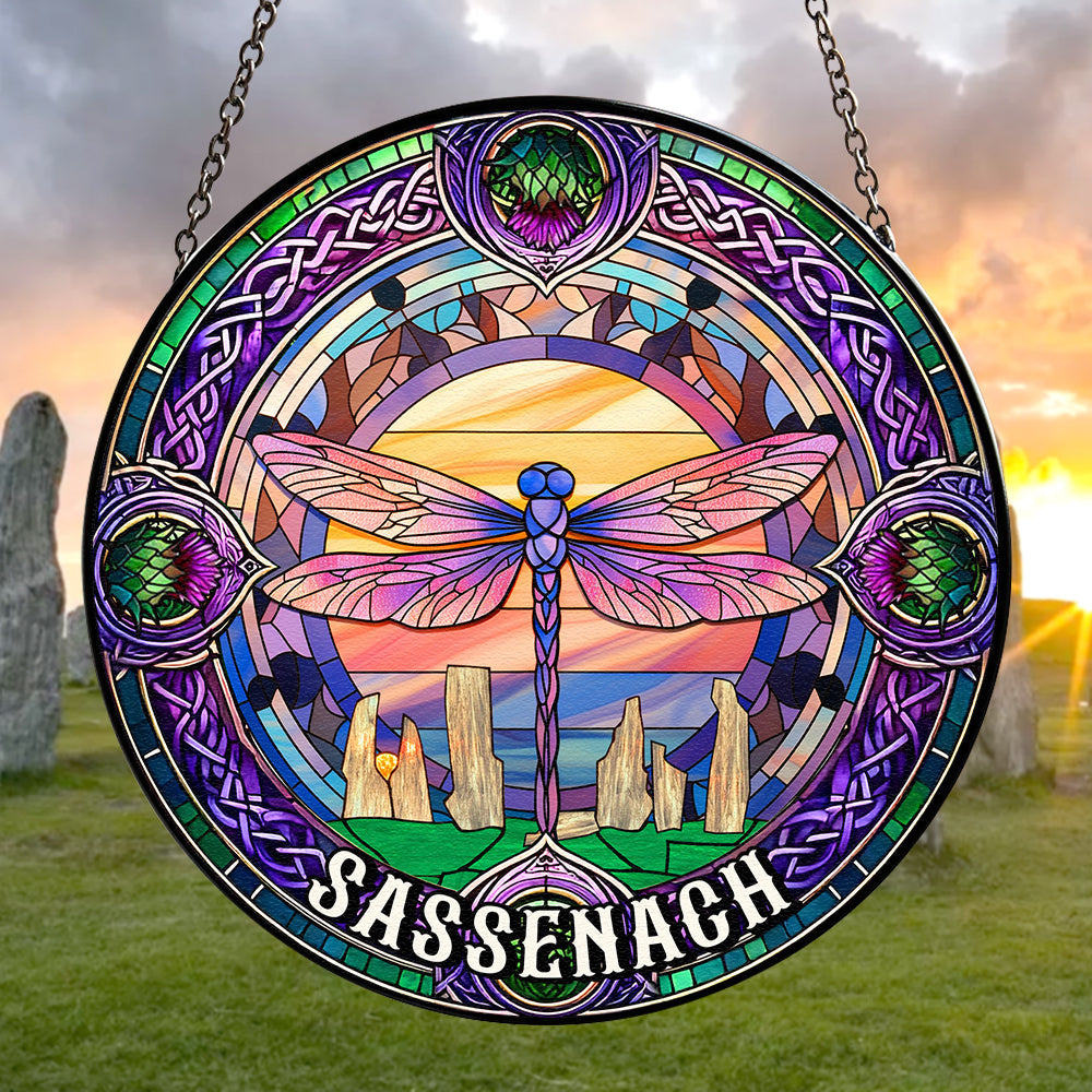 Personalized Gift For Historical Fantasy Novel Fans Suncatcher, Dragonfly Stained Glass 06QHTN290824-Homacus