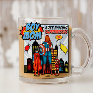 Boy Mom Clear Glass Mug Personalized Gifts For Mom 02NAQN280325PA-Homacus