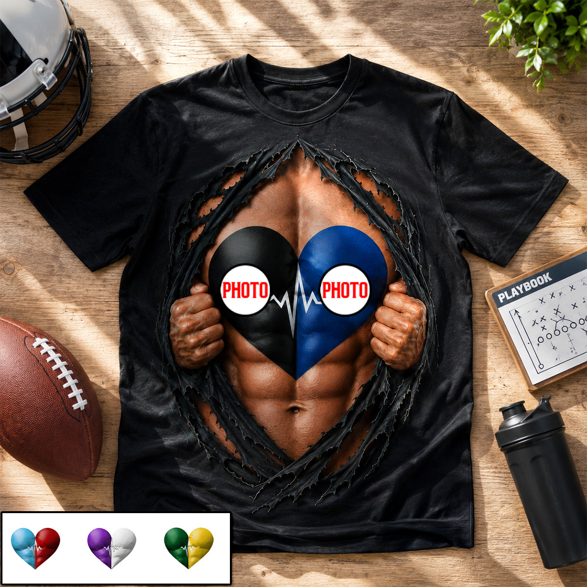 Funny Ultimate House Divided Rivalry Ripped Muscle Heart 3D Shirt - Personalized Gifts For Sport Lovers 04ohdh150726-Homacus