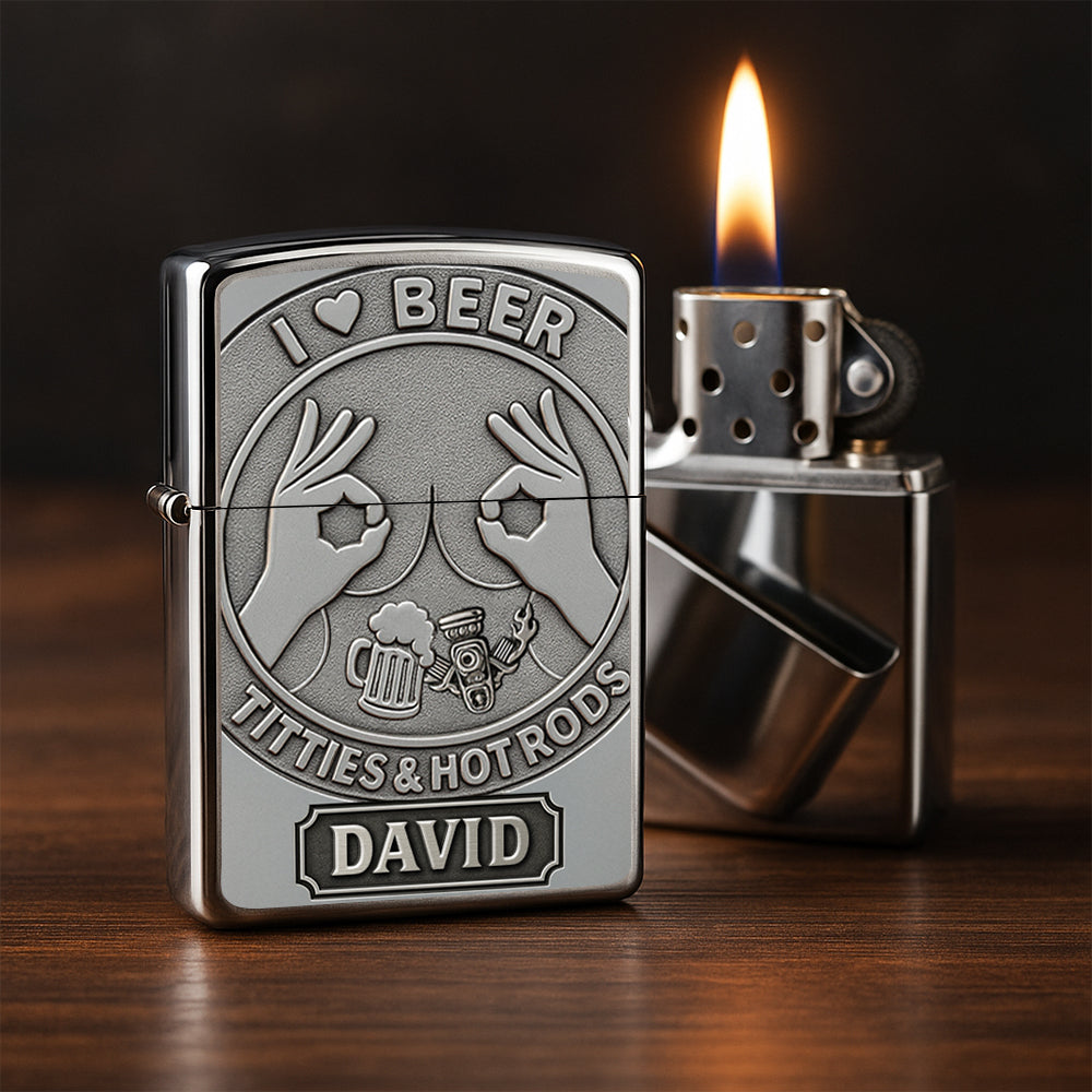 Beer, Titties and Hot Rod Lighter - Personalized Gifts For Hot Rod Lovers-Homacus
