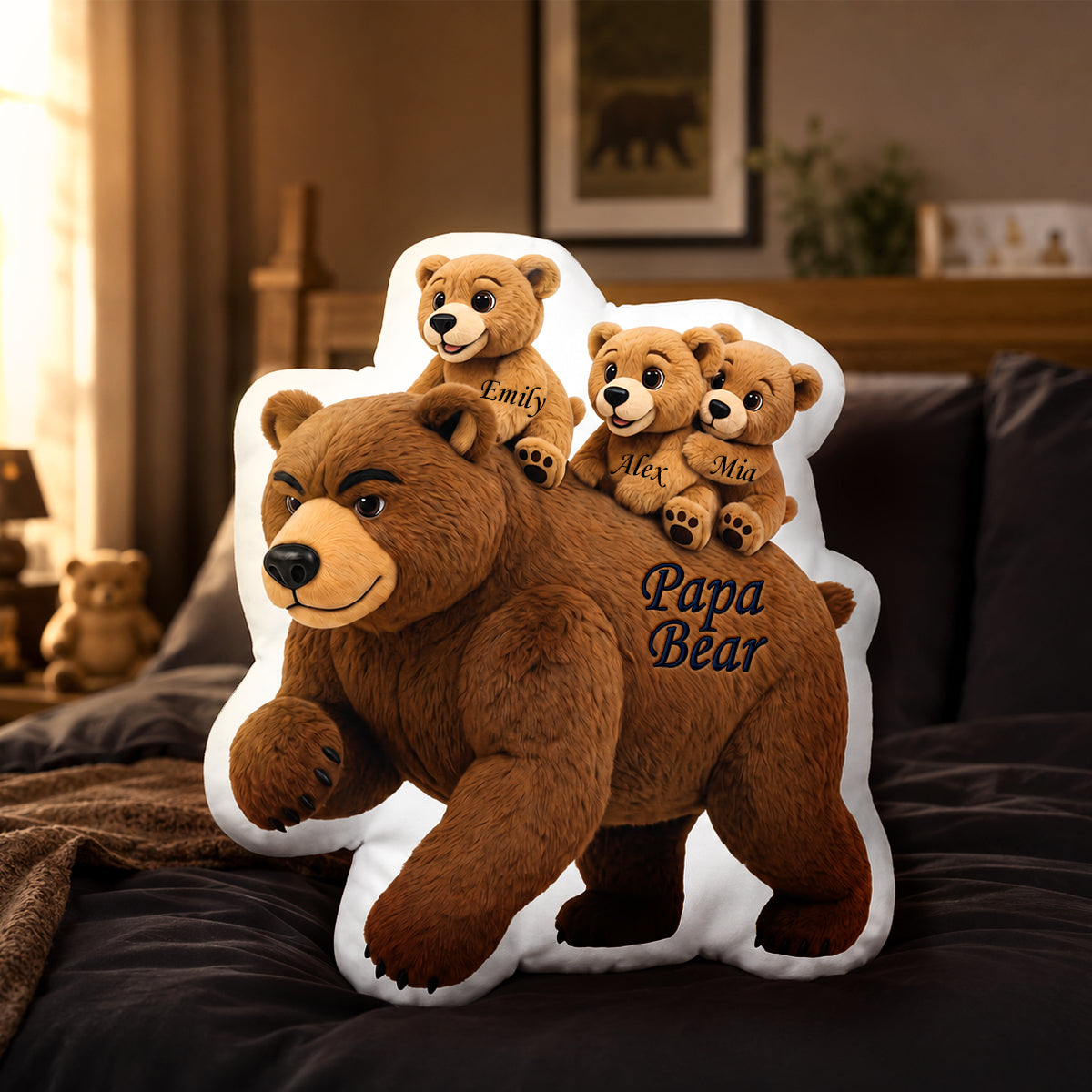 Papa Bear Pillow - Personalized Gifts For Dad 01hudh060526-Homacus