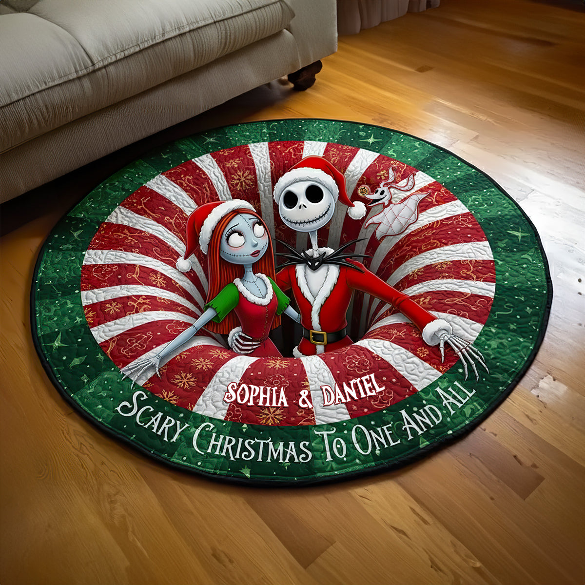 Creepy Cute Couple Round Mat - Personalized Christmas Gift For Couples 03HULU250925-Homacus