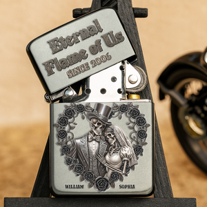 Eternnal Flame Of Us - Black Rose and Skull Couple Lighter - Personalized Gift For Couple-Homacus